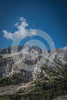 A white marble quarry in Apuan Alps, Carrara, Italy