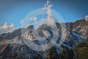 A white marble quarry in Apuan Alps, Carrara, Italy