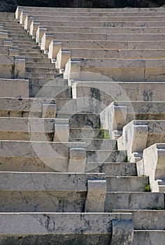 White marble stairs and seats in ancient theater