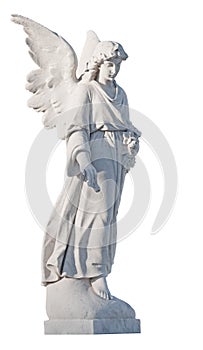 White marble statue of a beautiful female angel