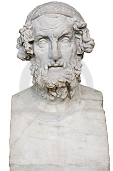 White marble statue of the greek poet Homer photo