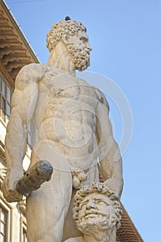 The white marble statue of Hercules and Cacusi in Florence, Italy. Classic