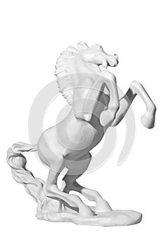 White marble statue of a horse on a white background