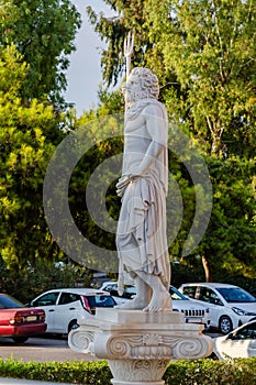 White marble statue of Poseidon in Athens