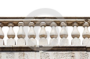 White Marble and Stone Balustrade Isolated on White Background