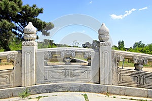 White marble stone bridge railing in the Eastern Royal Tombs of