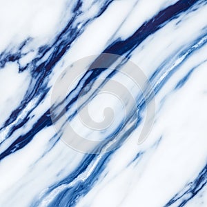 White marble surface with distinctive blue veining pattern. The veins are irregular,