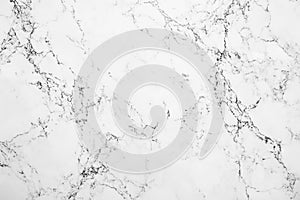 White marble surface with gray and gold veins. AI generated