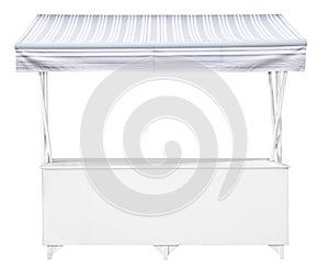 White market stand stall with metal awning