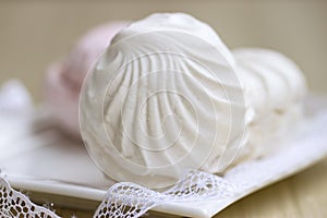White marshmallow with a delicate lace