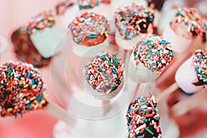 white marshmallows with colorful sprinkle top