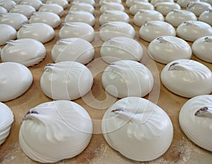 White marshmallows. Production of sweet marshmallows from natural food products.