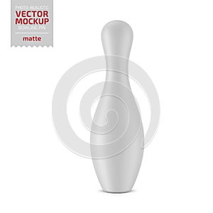 White matte bowling pin vector mockup template .