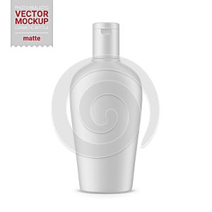 White matte cosmetic bottle mockup. Vector illustration.