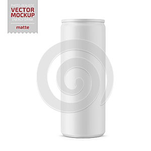 White matte energy drink can vector mockup.