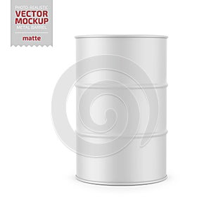 White matte metal barrel mockup template