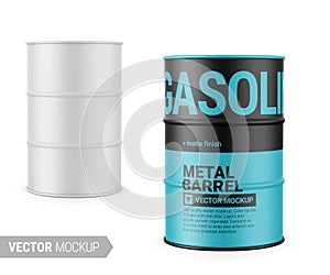 White matte metal barrel mockup template