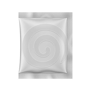 White matte paper sachet. Vector 3d illustration.