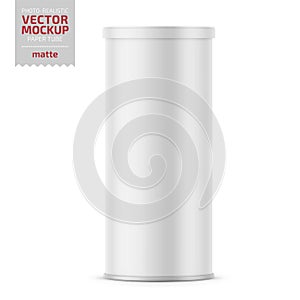 White matte paper tube with plastic lid.