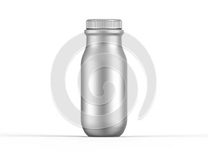 White matte plastic bottle with screw cap for dairy products milk, yogurt, cream, dessert. plastic bottle mockup for branding