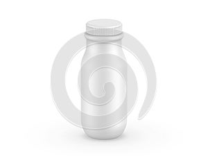 White matte plastic bottle with screw cap for dairy products milk, yogurt, cream, dessert. plastic bottle mockup for branding