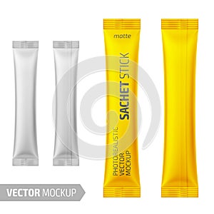 White matte sachet stick. Vector 3d illustration.