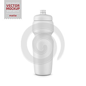 White matte sport water bottle vector mockup.