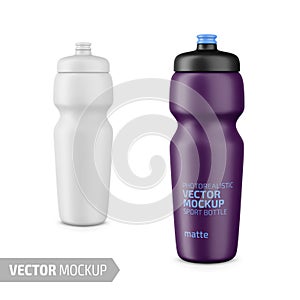 White matte sport water bottle vector mockup.