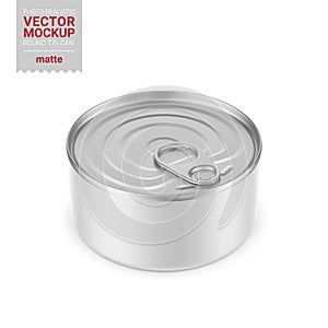 White matte tin can mockup. Vector illustration.