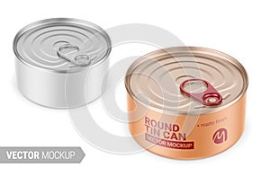 White matte tin can mockup. Vector illustration.