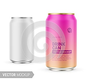 White matte tin can mockup. Vector illustration.