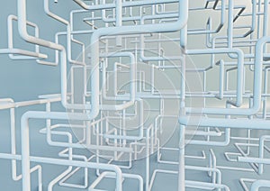 The white maze cube. Square mesh abstract lines. 3d rendering