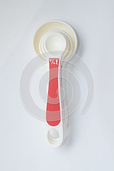 White Measuring spoon. Tablespoon and tea spoon