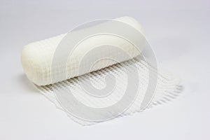 White medical cotton gauze bandage
