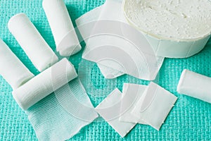 White medical cotton gauze bandage