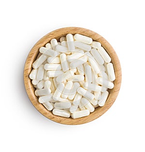 White medicine capsules.