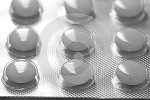 White medicine pills in blister pack