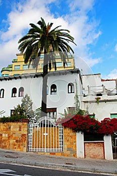 White mediterranian house in Barcelona photo