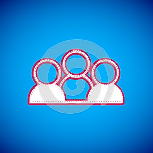 White Meeting icon isolated on blue background. Business team meeting, discussion concept, analysis, content strategy