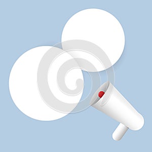 white megaphone with blank bubble for text design