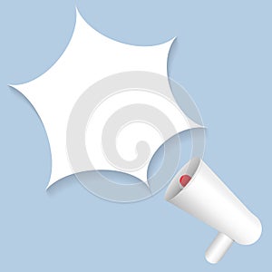 White megaphone with blank bubble for text design