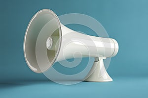 white megaphone on blue background, generative AI