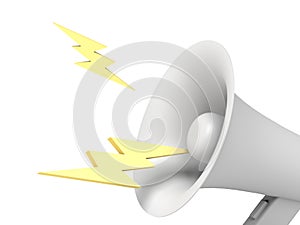 White megaphone isolated on white background.