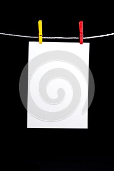 White memo on clothesline