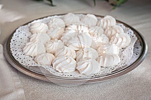 White meringues or cookies for party