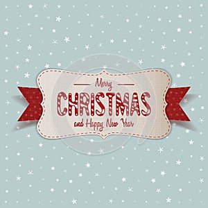 White Merry Christmas Banner with red Ribbon