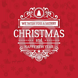 White Merry Christmas greetings badge label