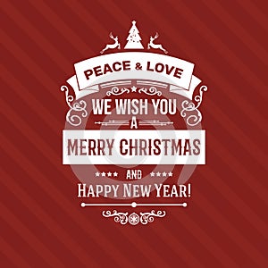 White Merry Christmas greetings badge label