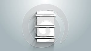 White Metal beer keg icon isolated on grey background. 4K Video motion graphic animation