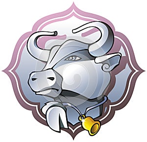 White metal bull, symbol of the year
